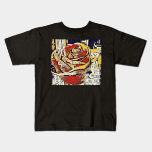 Painted Rose in Line Art Kids T-Shirt